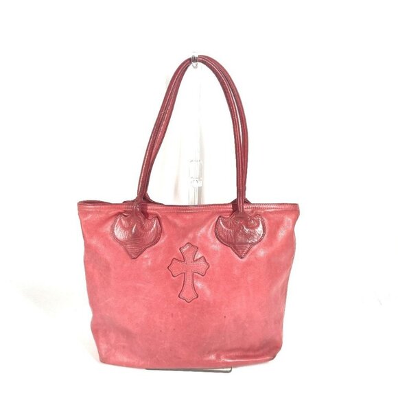 CHROME HEARTS FS tote Bag Tote Bag Shoulder Bag Leather Red - Picture 2 of 16